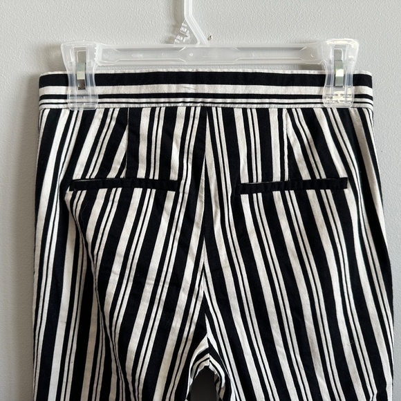La Ligne Trousers Black White Striped Flared Leg Cropped Work Pants Size 0 - Picture 7 of 11